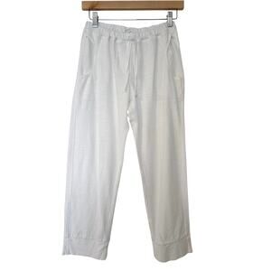 CP Shades Womens White Cropped Sweatpants Cotton Size S Made in USA Lounge